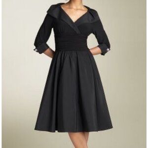 Eliza J Vintage Shawl Collar Taffeta Midi Gown Black Size 10